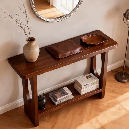 Mesa consola de estilo rústico en madera natural para recibidor 2