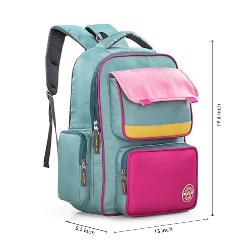 Image of 40L Laptop Backpack for Men & Women | Water-Resistant College Bag with Laptop Compartment (Up to 16 Inch) | Ergonomic Padded Straps | Multi-Compartments Travel Backpack | Aqua Green