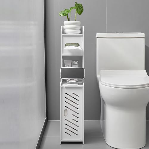 Doxo Slim White Toilet Paper Holder Stand for Small Bathrooms