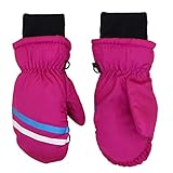 UTTPLL Toddler Mittens Infant Baby Winter Gloves Lined Fleece Warm Waterproof Ski Snow Gloves for Baby Girls Boys Rose Red 2-3T