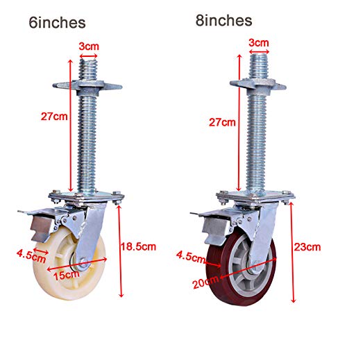 Roulettes polyuréthane lot de 2 avec freins pour échafaudages - 3