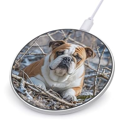 English Bulldogs Wireless Charger Portable Fast Charging Pad Lightweight Wireless Charging Pad 10W Slim Charging Station for Phone Charger Mat for Travel Home Office Desk