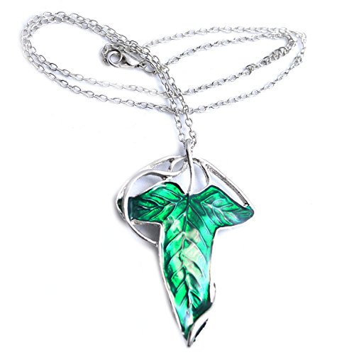 Colgante élfico con forma de hoja de El Señor de los Anillos, El Hobbit, Frodo y Aragorn, con caja de regalo