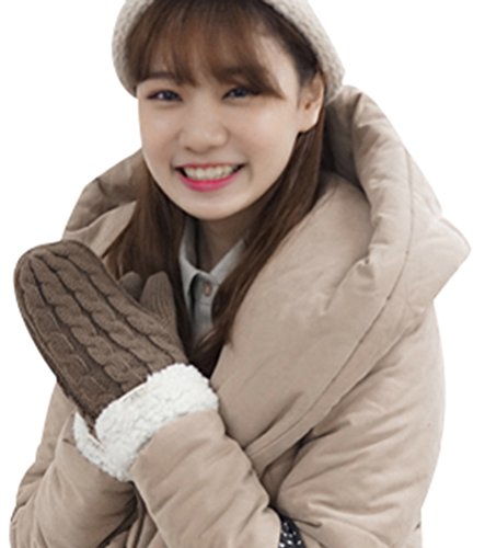 Women Winter Thicking Mittens Knitted Warm Halter Wrist Gloves