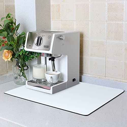 ZLR Coffee Bar Mat for Countertops (12" x 16", Small) – Absorbent, Stain-Hiding Dish Drying Mat for Espresso Machines & Coffee Makers – Quick Dry Diatomite Core & Non-Slip Rubber Backing (Milk White) by ZLR - Used condition - US$8.78