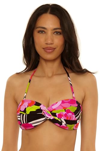 Trina Turk Women's Bougainvillea Ring Twist Bandeau Bikini Top, Floral Print, Adjustable, Tie Back, Swimwear Separates4