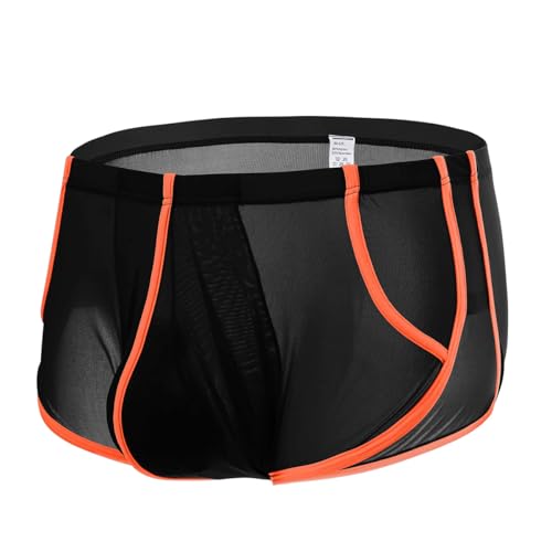 Mens Sexy Mesh Underwear Ice Silk See Through Boxer Briefs Sheer Trunks Thin Bulge Pouch2