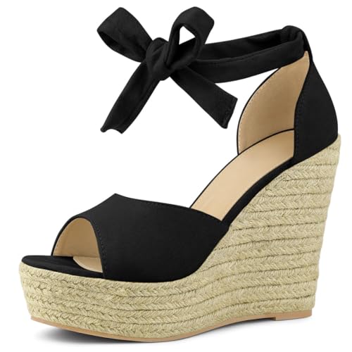 Perphy Platform Espadrilles Ankle Tie Sandals Peep Toe Wedges for Women