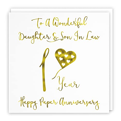 Hunts England, Large Daughter And Son In Law 1st Anniversary Card, To A Wonderful Daughter & Son In Law, 1 Year