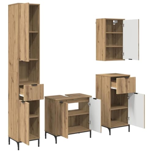 Mobiliario de baño en roble artesanal marrón con diseño robusto 2