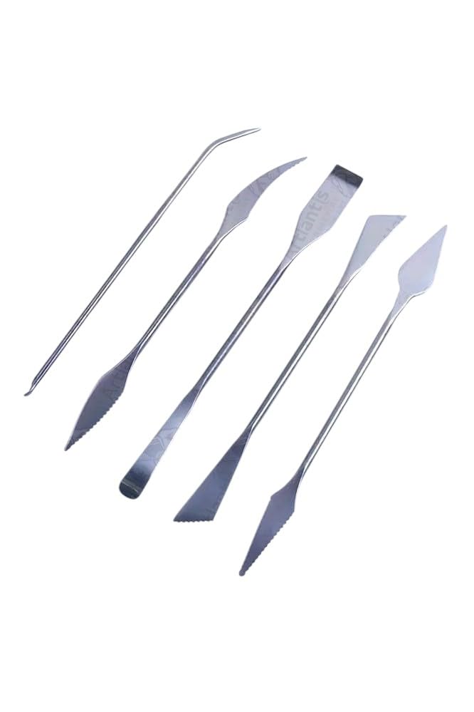 Ebeşuar Seti Metal 5'li 18 cm 1 Paket Çelik Modelaj Modelleme Aletleri Seramik Kil ve Heykel Modelaj Kalemi Dip Alma