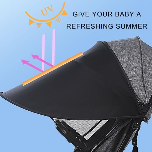 FUIPVGI Sonnensegel Kinderwagen UV Schutz Sonnenschutz Kinderwagen, Kinderwagen Sonnenschutz, Sonnensegel Buggy, Sonnensegel für Kinderwagen für Buggy Sonnenschutz für Baby (Schwarz)
