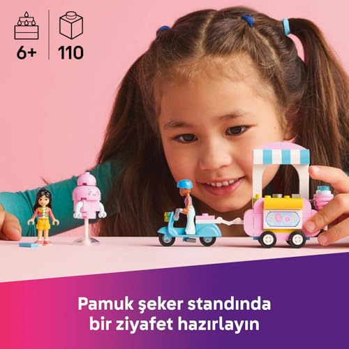LEGO Friends Pamuk Şeker Standı ve Scooter 42643-6 Yaş ve Üzeri Kız ve Erkek Çocukları için Mini Bebek İçeren Yaratıcı Oyuncak Yapım Seti, Doğum Günü Hediyesi (110 Parça)