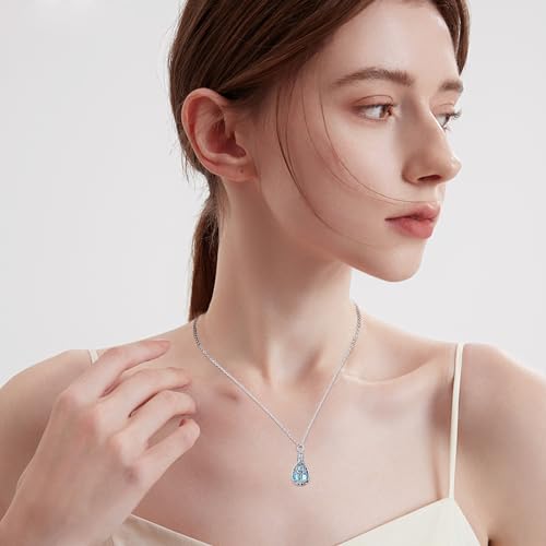 JUSTKIDSTOY Moonstone Urn Necklace for Ashes Sterling Silver Daisy/Rose/Tree Teardrop Pendant Necklace Cremation Jewelry Keepsake Memorial Gifts for Mother Grandma w/Funnel Filler4