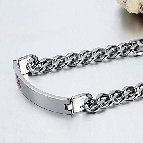 Lam Hub Fong LF101353-2470-2516/17/21/22 Emergency Medical Alert Bracelets For Women Men Free Engrave Medical Id Bracelets 7.5 To 9.5 Inches Non Tarnish Titanium Steel Medical Alert Id Bracelet thumb #5