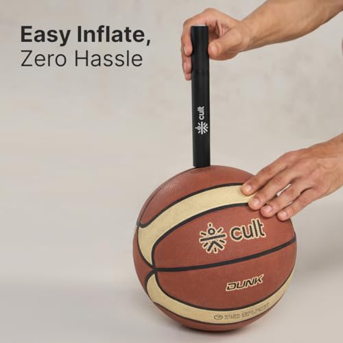 Image of Cult Ball Pump - Durable Double Action Sports Air Pump for Football, Basketball, Volleyball & Handball - Portable Pocket Size Pump with Needle & Nozzle for Quick Inflation