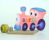  Prenóm, lettres de plaque enfants « Train Rose »