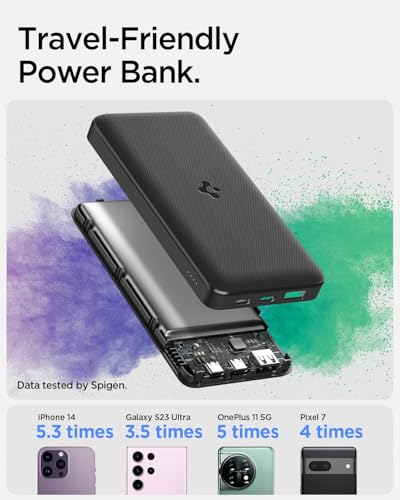 Image of Spigen ArcPack 20000mAh Power Bank, PD3.0, PPS, Fast Charging, 30.0W Max Output, 2 Type-C Ports, 1 USB-A Port - (ABS+PC, Black)
