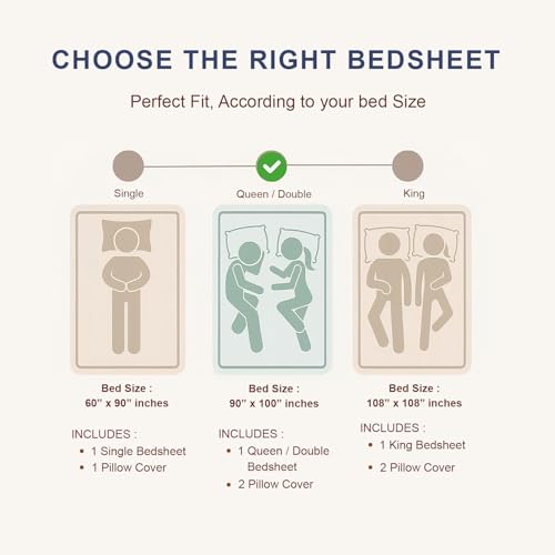 Image of Cloth Fusion Glace Cotton Flat Bedsheet for Double Bed with 2 Pillow Covers (90x100 Inches, Blush Rose)