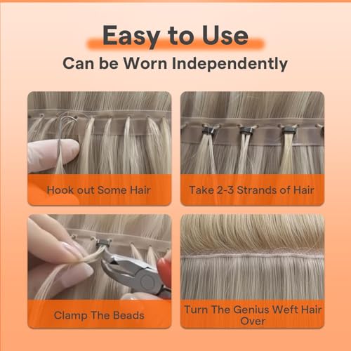 Image of Full Shine Butterfly Weft Hair Extensions Human Hair 20 Inch 100g | Cinnamon Copper Remy Hair, Seamless Micro Beads, Invisible Blend, Easy Wear & Remove, Party Look, Long Straight for Women