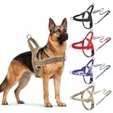 Wuhnesd No Pull Dog Harness and Leash Set-Reflective Vest with Handle&5FT Dog Leash with Car Seatbelt Clip,Breathable Mesh&Quick Fit Dog Harness Easy for Medium Large Dogs Training Walking(Brown,L)