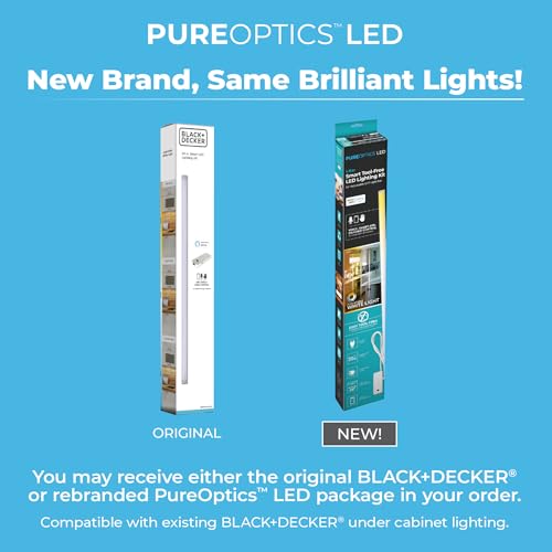 Image of PureOptics LED Works with Alexa Smart Under Cabinet Lighting, Adjustable LEDs, 24 inch Bar, White