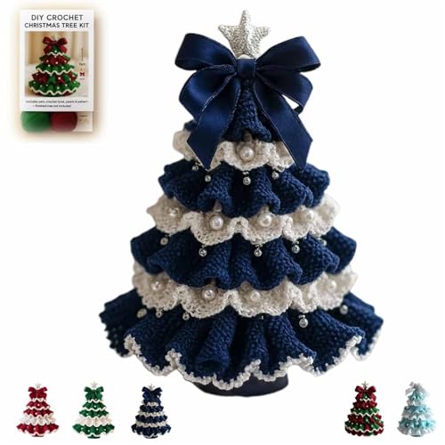 Crochet Christmas Tree Kit – DIY Navy Holiday Decor