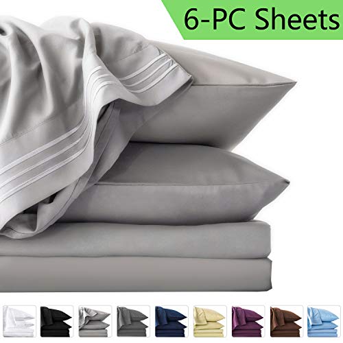 LIANLAM Queen 6 Piece Bed Sheets Set - Super Soft Brushed Microfiber 1800