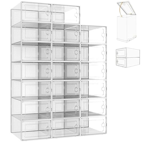 La Mejor Recopilación de Home Depot Zapateras para comprar online. 49 Paquete de 15 Cajas de Almacenamiento de Zapatos - Cajas de Zapatos de Plástico Transparente Apilable, Contenedores Plegables de Almacenamiento para Zapatos Deportivos, para Todo...