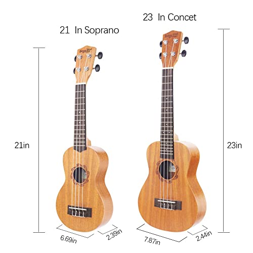 Ukulélé soprano professionnel en acajou de 53,3 cm pour débutants et adultes avec sac de transport - Les Beatles, Paul McCartney, John Lennon, RIngo Starr, George Harrison Ukulélé soprano professionnel en acajou de 53,3 cm pour débutants et adultes avec sac de transport – Image 6
