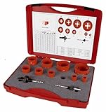 Set mit 11 Bohrkronen aus HSS, Bimetall, ideal für Klempnerarbeiten, präzises Schneiden von Metall und harten Materialien.