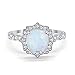 Blue Apple Co. Art Deco Ring 10mm Cushion Cut Halo Cubic Zirconia Marquise Style Vintage Statement Wedding Engagement Rings For Women 925 Sterling Silver Gifts For Her