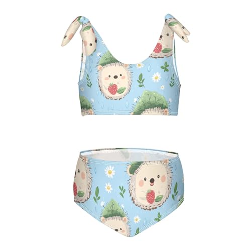 Wusikd Cute Hedgehog Girls Swimsuits Two Piece Green Leaf Swimwear Bikini Set for for Girls Size 3T
