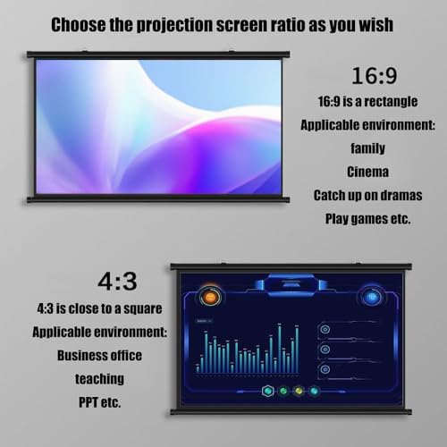 Pantalla de proyección manual 72 pulg 16:9 HD portable miniatura 4