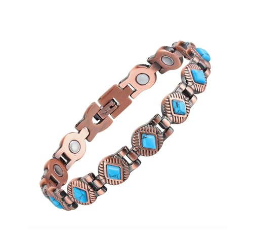 Image of Copper Bracelet for Women 99.9% Pure Copper Crystal Bracelets Link Chain Charm Jewelry Present 3500 Gauss with Adjustment Tool