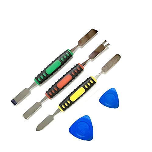 Image of Mobile Repairing Pry Tool Kit Meshiv 3 Dual Ends Metal Spudger & 2 Plastic Guitar Picks Pry Opener for Laptop, Tablet, Mobile, smartphone Opening Repair Tool (5 IN 1 Laptop Repairing Tool Kit)