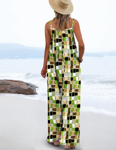 YESNO Women's Summer Boho Cotton Casual Jumpsuits Wide Leg Overalls Floral Print Baggy Rompers with Pockets XS PZZCR 440