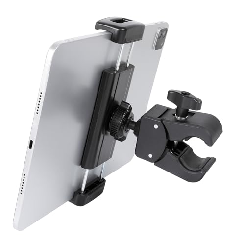 FPN Tablet Holder Clamp Mount, iPad Holder for Treadmill, Spin Bike, Stroller, Indoor Cycling, Stationary Bicycle, Compatible with iPad Pro 12.9 Mini, Galaxy Tabs, Kindle, iPhone(4.7-13”)
