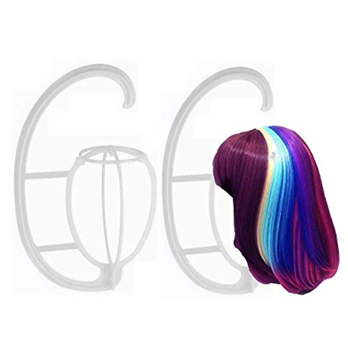 Kaneles 1 Pack Portable Hanging Wig Head Stand Durable Collapsible Plastic Wigs Hanger Holder Stable Hats Cap Display Shelf (White)