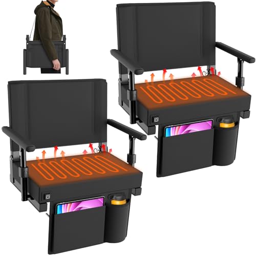 HOPERAN Heated Stadium Seats for Bleachers with Back Support - 3 Levels Heating Bleacher Chairs with...