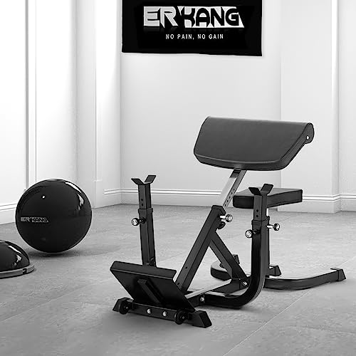Er Kang Fitness Arm Preacher Curl Bench, Adjustable Hyperextension Roman Chair, Back Extension Bench With Transport Wheels And Footboard #TOP7