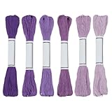 FREEBLOSS 6 matasse di filo Sashiko, 100% cotone, 6 x 50 m, per ricamo giapponese Sashiko, per cucito a mano, filo di cotone spesso, per trapuntatura, cucito a mano, forniture per ricamo, viola