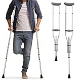 Aluminum Alloy Crutches for Adults, Pair of Height Adjustable Crutch (Fits 4'7