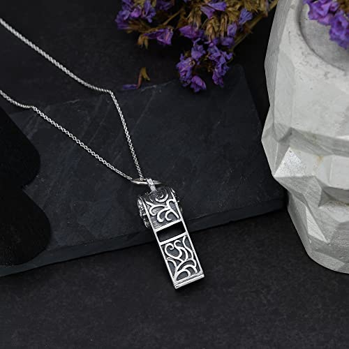 Aeravida Swirling Floral Vines Sterling Silver Whistle Pendant Necklace | Adorable Floral Whistle Silver Necklace For Women | Anniversary Jewelry Gift For All Occassion | Necklace Women Accessories #TOP1