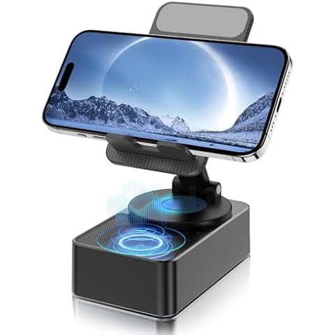 HCRTGAY Gifts for Men, Cell Phone Stand with Wireless Bluetooth Speaker, HD Surround Sound & Led Color Changing Light, Perfect for Home and Outdoors, Compatible with iPhone/ipad/Samsung (Black-23) Cover