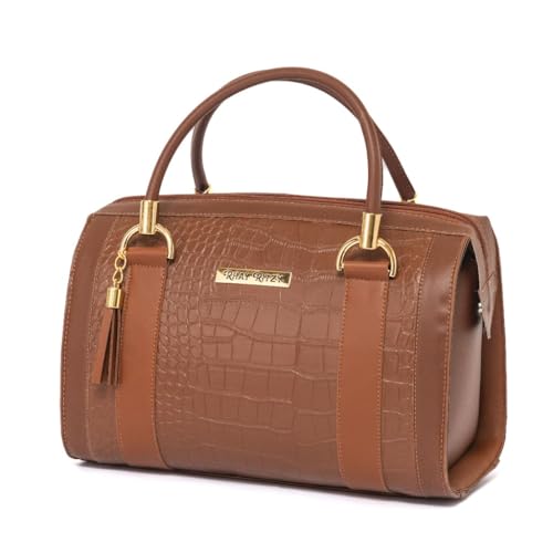Bolsa Baú Feminina Elegante de Mão e Alça Transversal e ombro (Caramelo Croco)