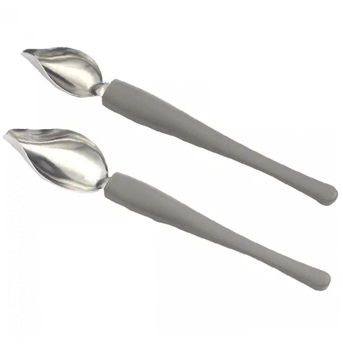Tossper Grey 2 Pcs Chef's Art Pencil Culinary Precision Drawing Decorating Spoon Set Multi-Use Stainless Steel Chef Culinary Drawing Spoons Cake Decoration Baking Tool