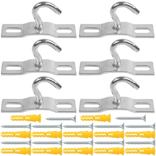 AddLotLot 6 ganci da soffitto resistenti, ganci per lampadari, ganci in metallo, per appendere cestini, viti, per lampade europee, ventilatori da soffitto, lanterne, cesti di fiori, supporto
