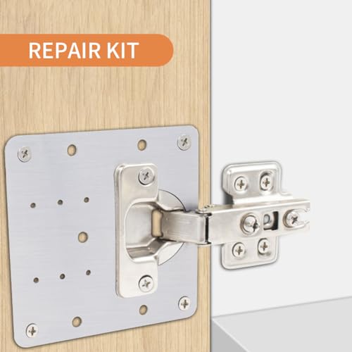 Mivanta 12 Stück Scharnier Reparaturplatte Set aus Edelstahl mit Schrauben,Reparaturstück für Seitenscharnierplatte zur Schrankreparatur,ausgerissenes Scharnier reparieren an Möbeln,Türen,Schubladen