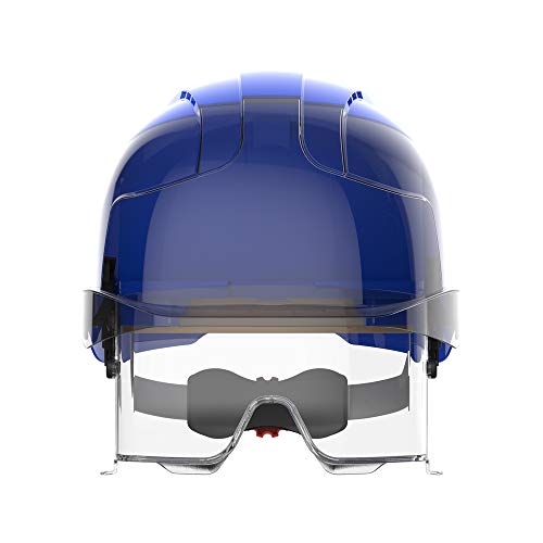 JSP EVO VISTALENS Safety Helmet Hard Hat, Vented, Blue, Integrated Impact Resistant Eyewear, ABS Shell, Adjustable Harness - Image 2